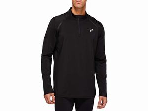 Bluzy Męskie Asics Thermopolis Half Zip Czarne Jasny Szare | 78509-FCWX