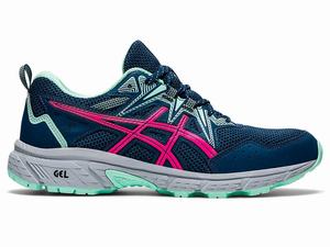 Buty Do Biegania W Terenie Damskie Asics Gel-venture 8 (D) Niebieskie Różowe | 82637-XMPH