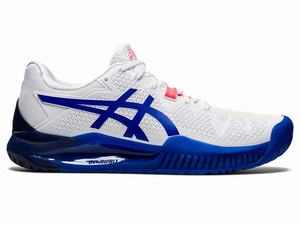 Buty do Tenisa Damskie Asics Gel-resolution 8 Białe Niebieskie | 21608-KFVN