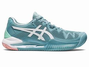 Buty do Tenisa Damskie Asics Gel-resolution 8 Clay Niebieskie Białe | 54621-IYLN