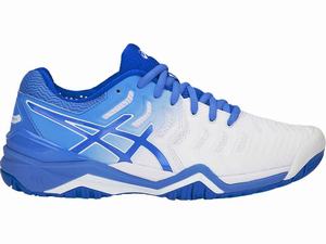 Buty do Tenisa Damskie Asics Gel-resolution 7 Białe Niebieskie | 65190-UJDB