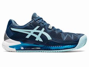 Buty do Tenisa Damskie Asics Gel-resolution 8 Clay Głęboka Indygo Niebieskie | 76250-FXVZ