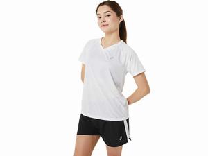 Koszulki Damskie Asics Ready-set Lyte V-neck Białe | 35697-AERY