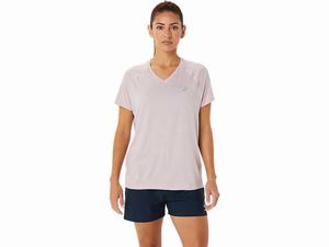 Koszulki Damskie Asics Ready-set Lyte V-neck Różowe | 54391-JWLB