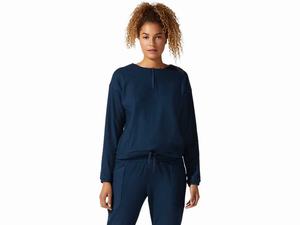 Koszulki Damskie Asics Soft Stretch Sweat Niebieskie | 84953-LNIT