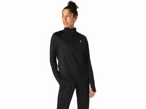 Koszulki Damskie Asics Thermopolis Half Zip Czarne | 20963-FLWM