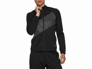 Koszulki Damskie Asics Tokyo Full Zip Warm Up Czarne Białe | 17952-KRHJ