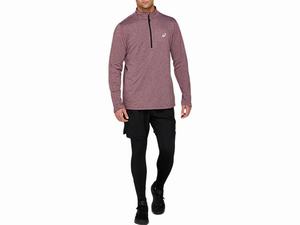 Koszulki Męskie Asics Cold Weather Half Zip Ciemny Czerwone | 29781-VUIX