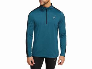 Koszulki Męskie Asics Cold Weather Half Zip Niebieskie | 97105-SAMB