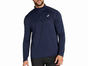 Koszulki Męskie Asics Core 1/4 Zip Granatowe Czarne | 12530-AWUI