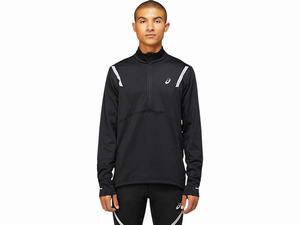 Koszulki Męskie Asics Lite-show Zimowe 1/2 Zip Czarne | 27804-JXPH