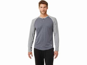 Koszulki Męskie Asics Performance Henley Szare | 57120-NDCF