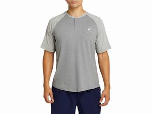 Koszulki Męskie Asics Performance Henley Szare | 62418-GBYI