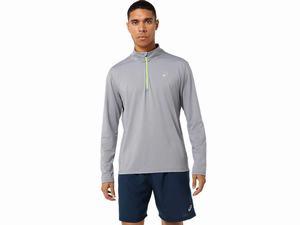 Koszulki Męskie Asics Ready-set Half Zip Szare | 93468-UYTN