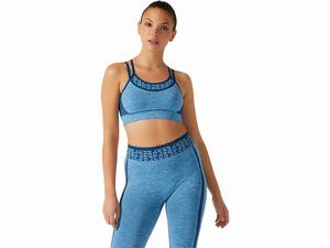 Staniki Sportowe Damskie Asics Cropped Logo Seamless Niebieskie Niebieskie | 82103-YIBU