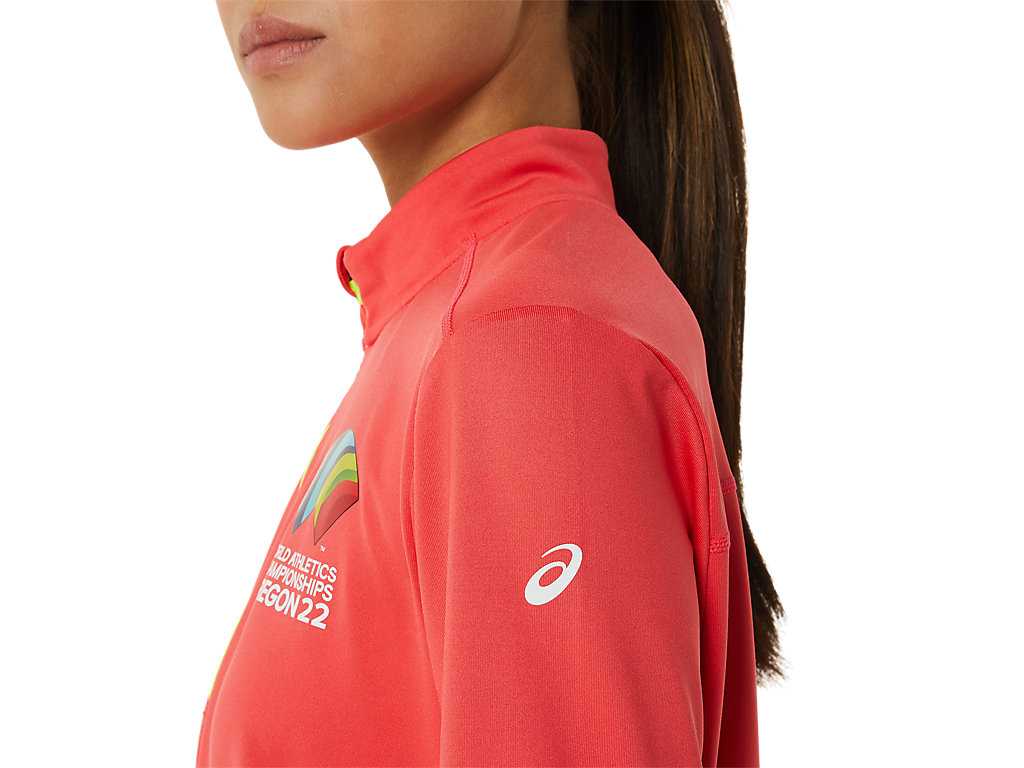 Bluzy Damskie Asics Ready Set Half Zip Wch Głęboka Czerwone Żółte | 05346-CFLA