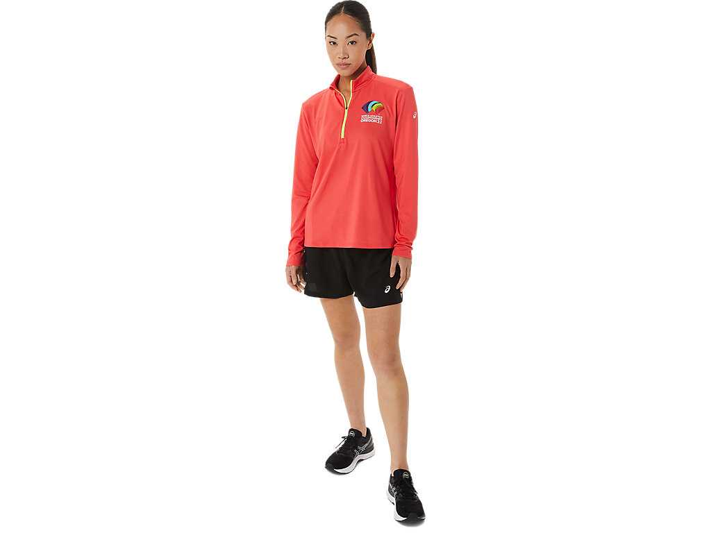 Bluzy Damskie Asics Ready Set Half Zip Wch Głęboka Czerwone Żółte | 05346-CFLA