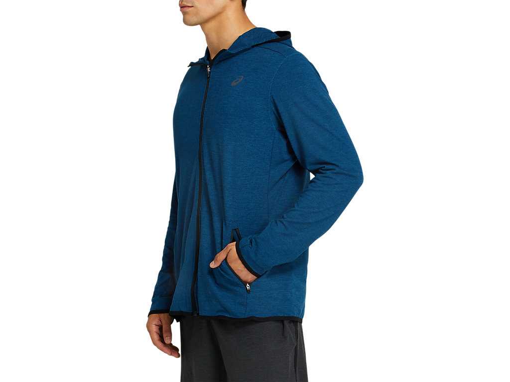 Bluzy Męskie Asics Performance Full Zip Niebieskie | 65293-JNEL