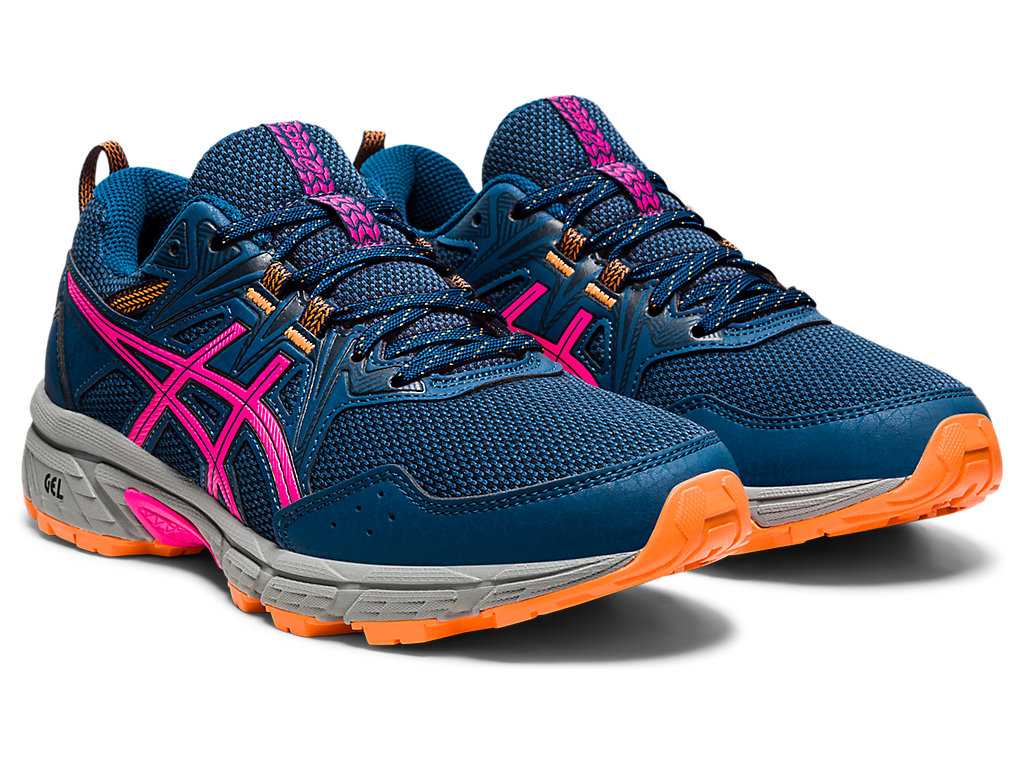 Buty Do Biegania W Terenie Damskie Asics Gel-venture 8 (D) Niebieskie Różowe | 01598-QOHD