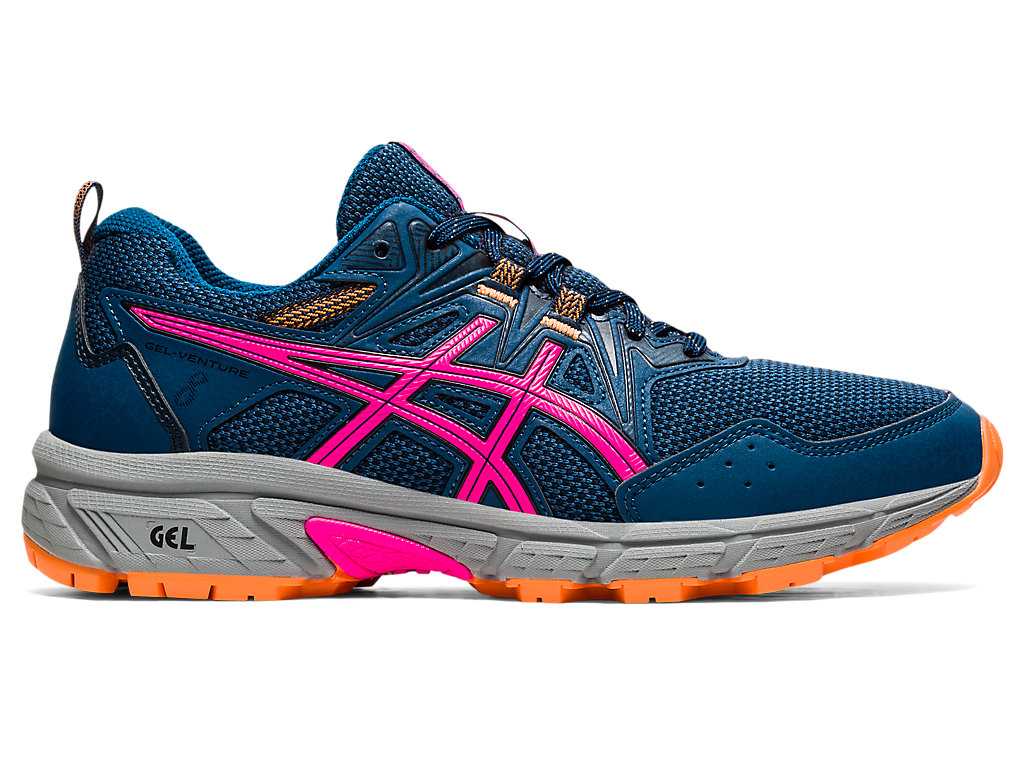 Buty Do Biegania W Terenie Damskie Asics Gel-venture 8 (D) Niebieskie Różowe | 01598-QOHD