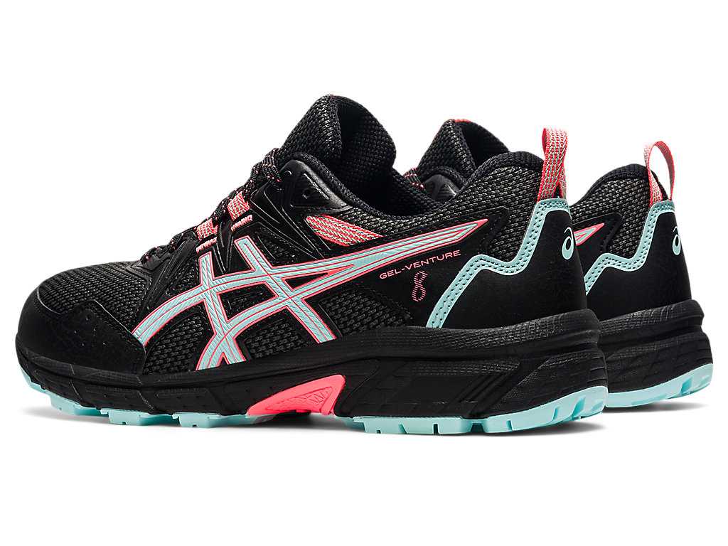 Buty Do Biegania W Terenie Damskie Asics Gel-venture 8 (D) Czarne Niebieskie | 02457-UKVP