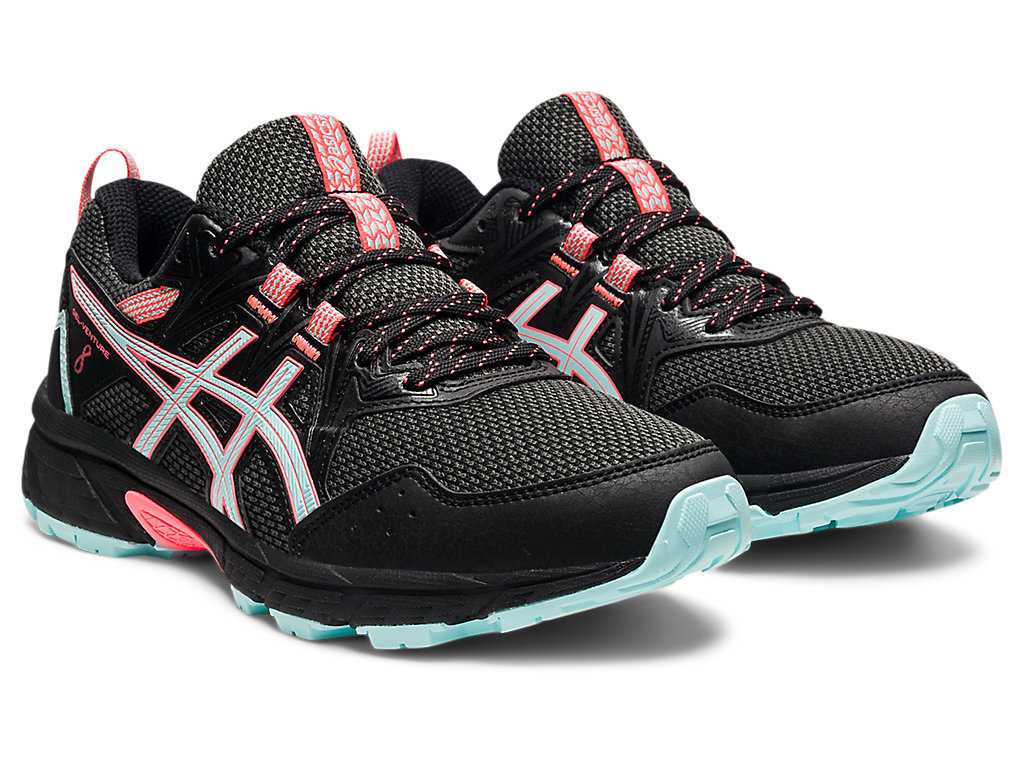 Buty Do Biegania W Terenie Damskie Asics Gel-venture 8 Czarne Niebieskie | 08467-KVNI