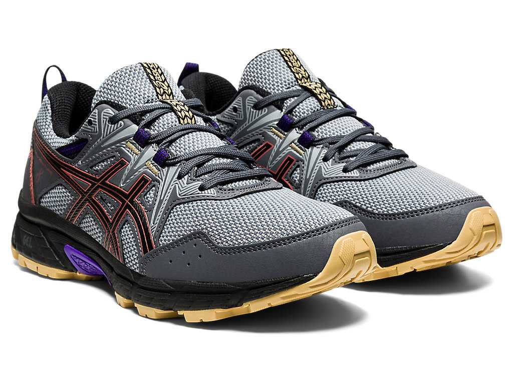 Buty Do Biegania W Terenie Damskie Asics Gel-venture 8 Szare Czerwone Ciemny Czerwone | 09142-KRSM