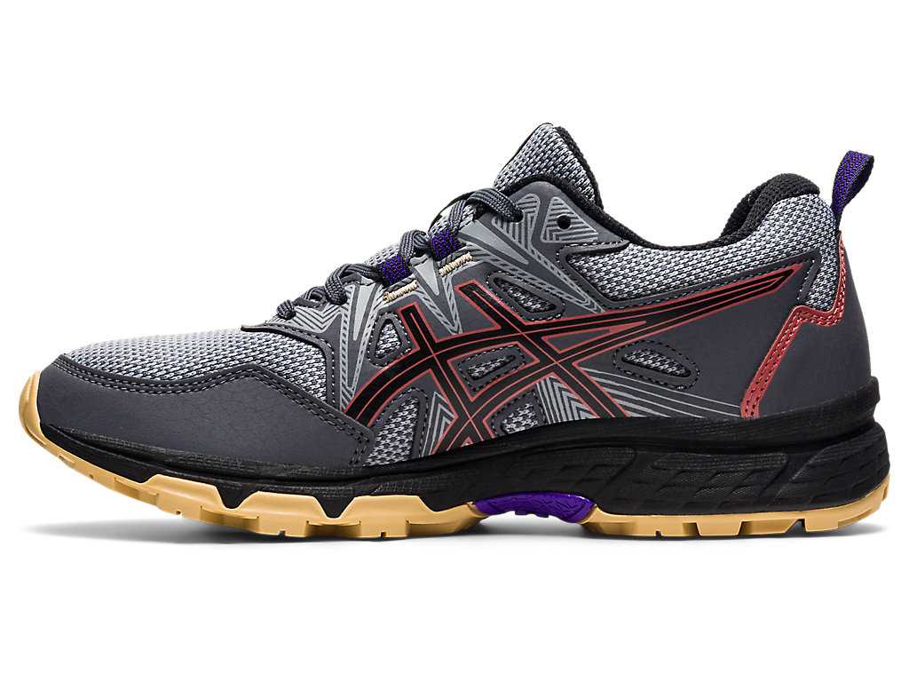 Buty Do Biegania W Terenie Damskie Asics Gel-venture 8 Szare Czerwone Ciemny Czerwone | 09142-KRSM