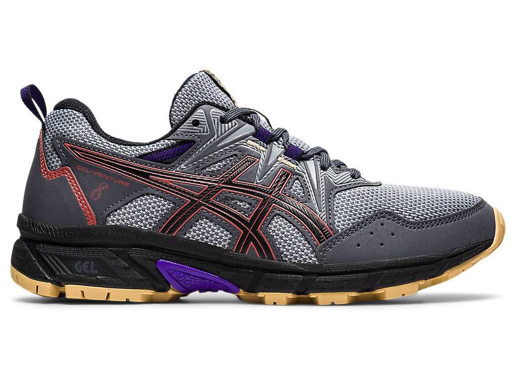 Buty Do Biegania W Terenie Damskie Asics Gel-venture 8 Szare Czerwone Ciemny Czerwone | 09142-KRSM