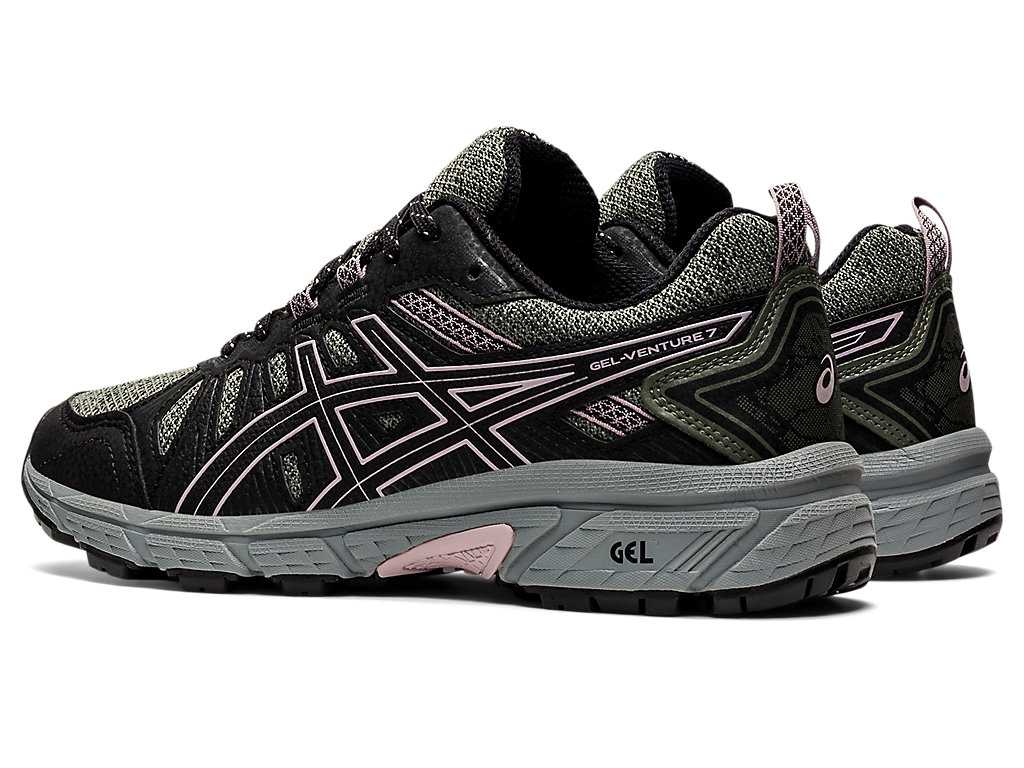 Buty Do Biegania W Terenie Damskie Asics Gel-venture 7 Zielone Różowe | 15893-AKMX