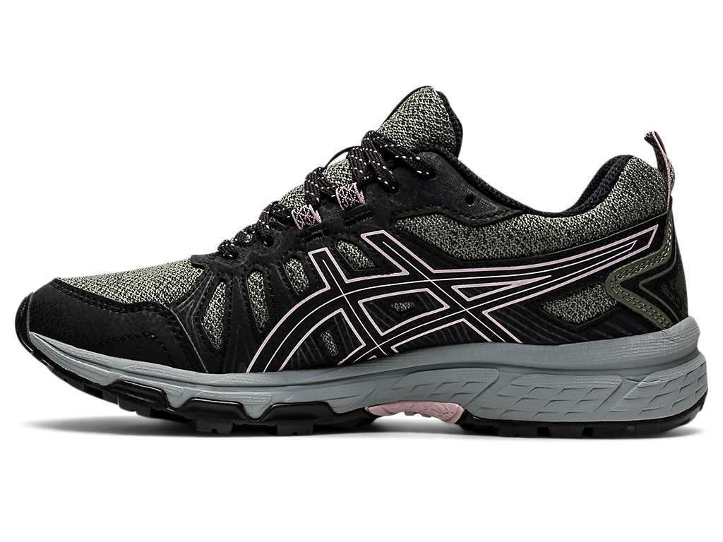 Buty Do Biegania W Terenie Damskie Asics Gel-venture 7 Zielone Różowe | 15893-AKMX