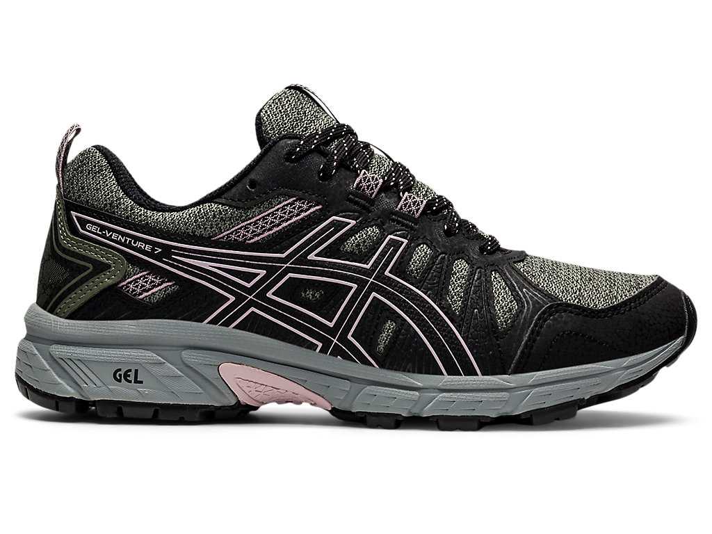 Buty Do Biegania W Terenie Damskie Asics Gel-venture 7 Zielone Różowe | 15893-AKMX