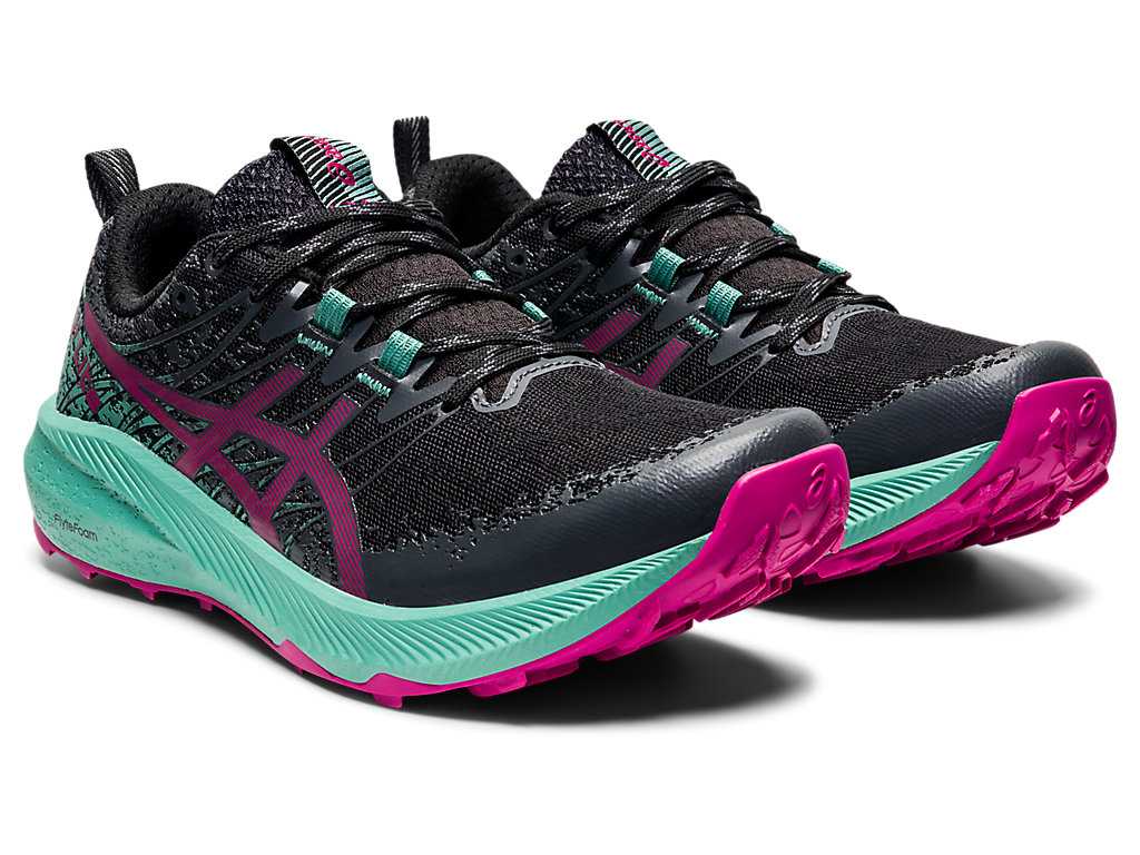 Buty Do Biegania W Terenie Damskie Asics Fuji Lite 2 Czarne Fuksja Czerwone | 26805-EBLA