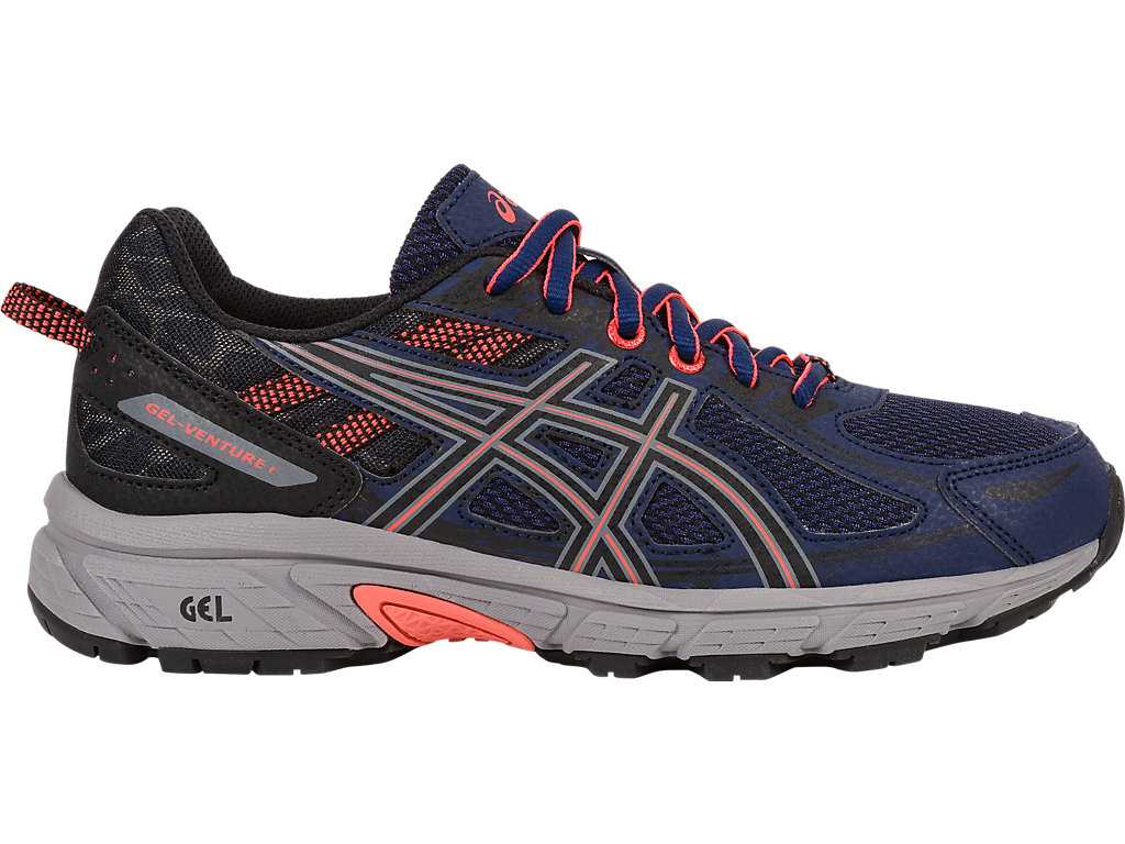 Buty Do Biegania W Terenie Damskie Asics Gel-venture 6 Indygo Niebieskie Czarne Koralowe | 46105-IWLB