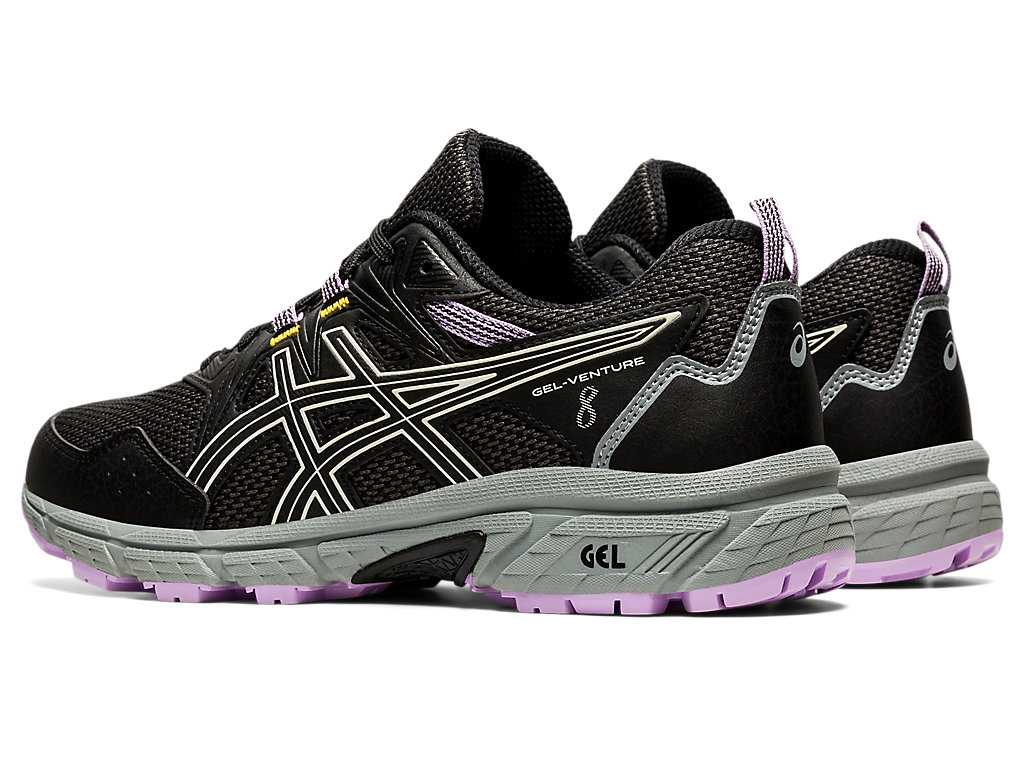 Buty Do Biegania W Terenie Damskie Asics Gel-venture 8 (D) Czarne Białe | 52906-LCDV