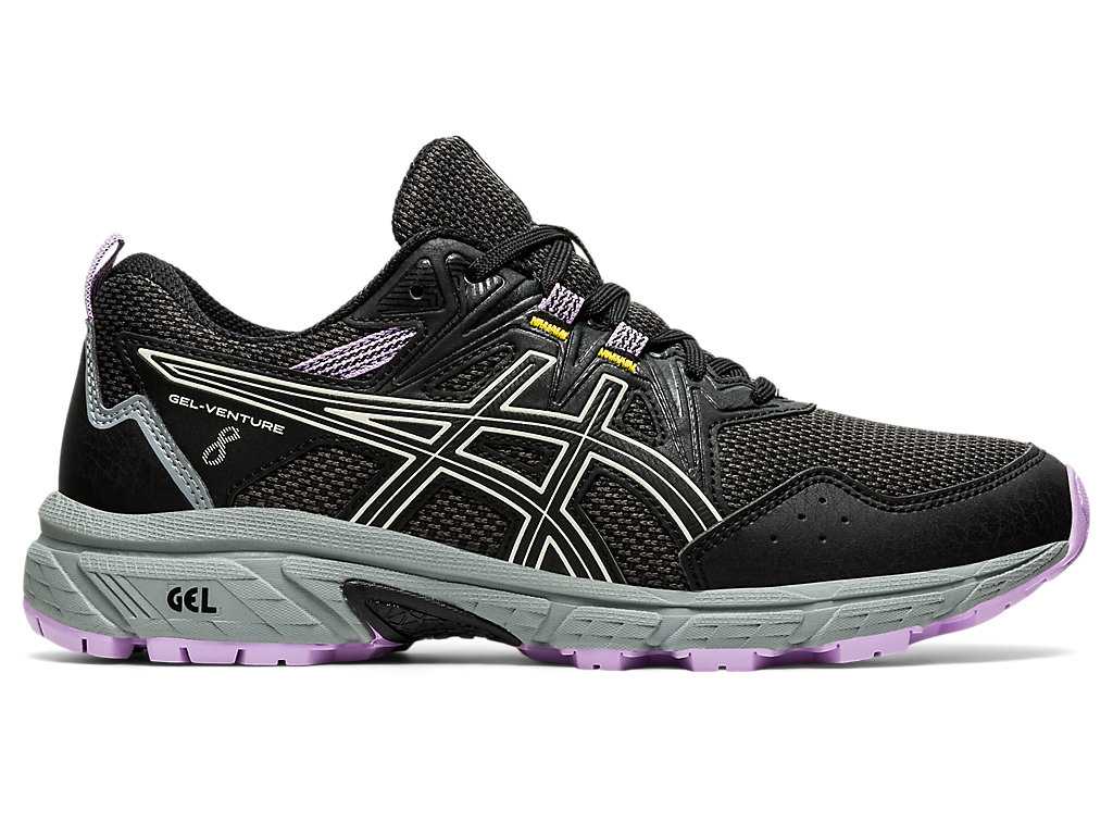 Buty Do Biegania W Terenie Damskie Asics Gel-venture 8 (D) Czarne Białe | 52906-LCDV