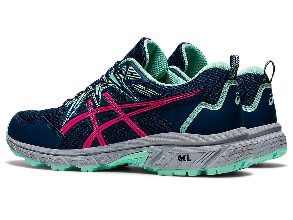 Buty Do Biegania W Terenie Damskie Asics Gel-venture 8 (D) Niebieskie Różowe | 82637-XMPH