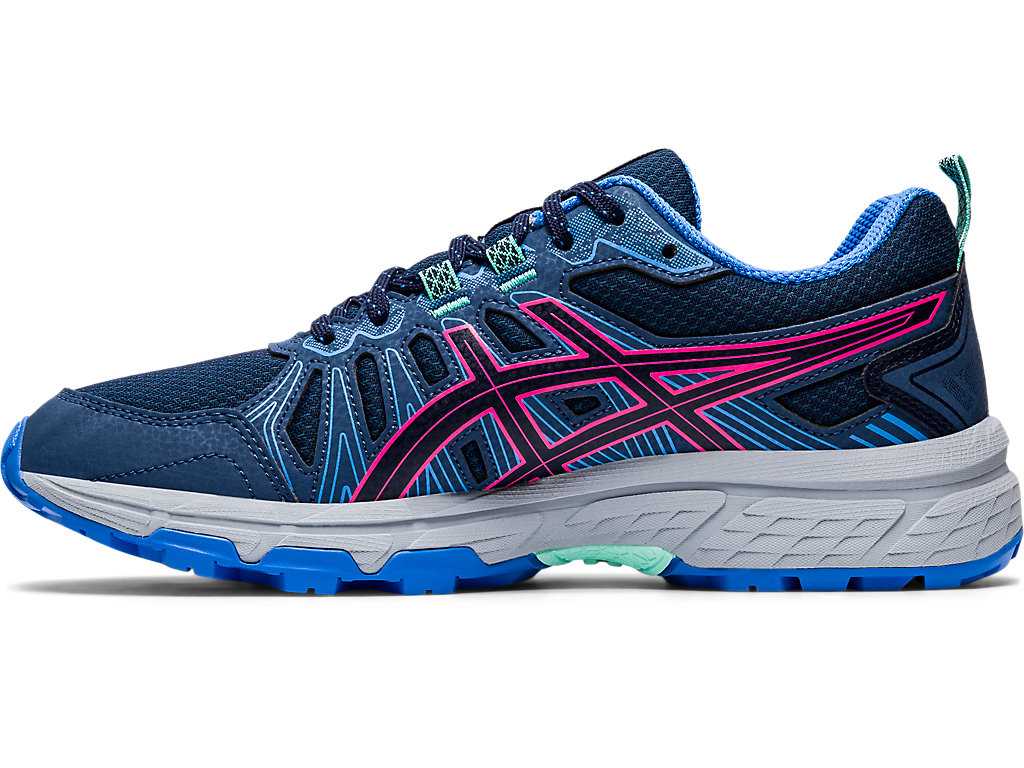 Buty Do Biegania W Terenie Damskie Asics Gel-venture 7 Granatowe Różowe | 98321-MECL