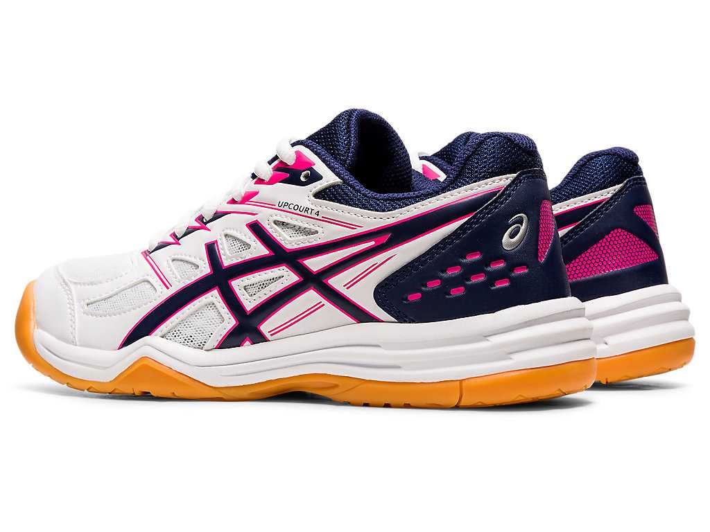 Buty Sportowe Dziecięce Asics Upcourt 4 Grade School Białe Granatowe | 31472-WISP