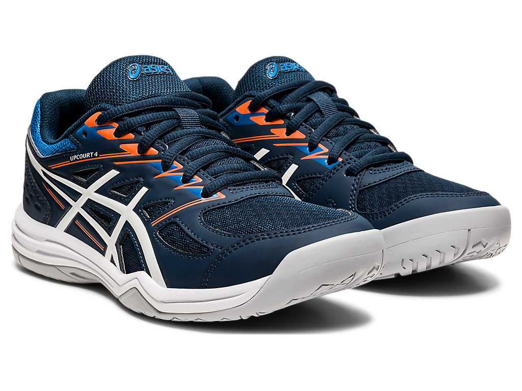 Buty Sportowe Dziecięce Asics Upcourt 4 Grade School Białe Granatowe | 71840-CTDQ