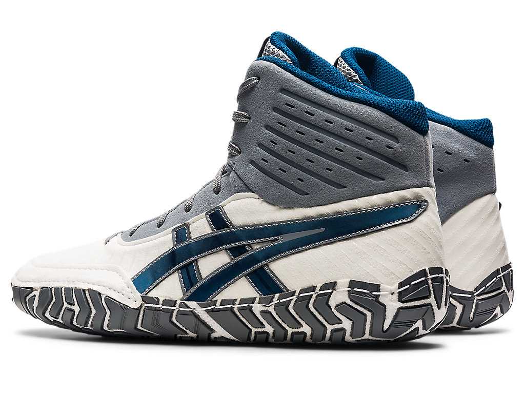 Buty Zapaśnicze Męskie Asics Aggressor 4 Białe Niebieskie | 27950-SJEY