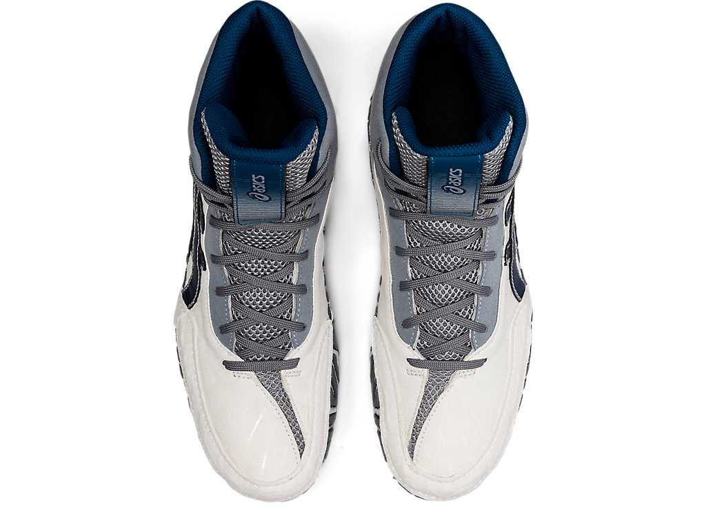 Buty Zapaśnicze Męskie Asics Aggressor 4 Białe Niebieskie | 27950-SJEY