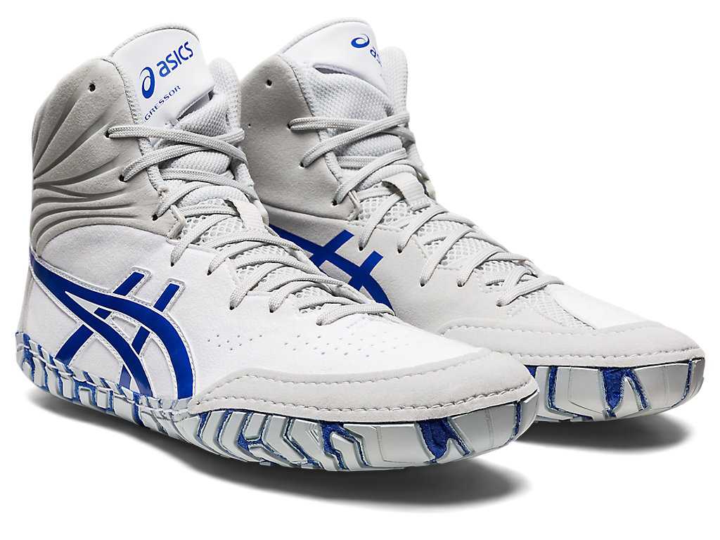 Buty Zapaśnicze Męskie Asics Aggressor 5 Białe Niebieskie | 76018-CBDP