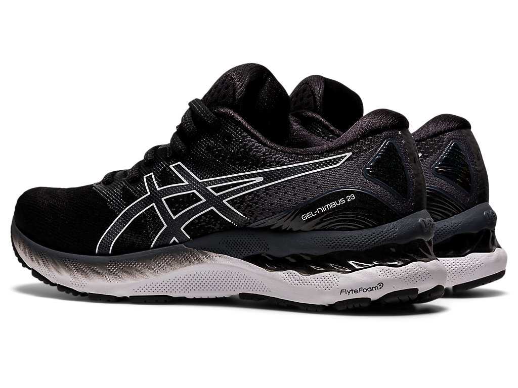 Buty do Biegania Damskie Asics Gel-nimbus 23 (D) Czarne Białe | 42790-IKGY