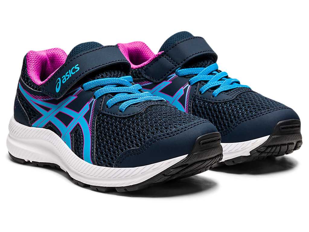 Buty do Biegania Dziecięce Asics Contend 7 Pre-school Różowe Głęboka Niebieskie | 95207-EOMQ