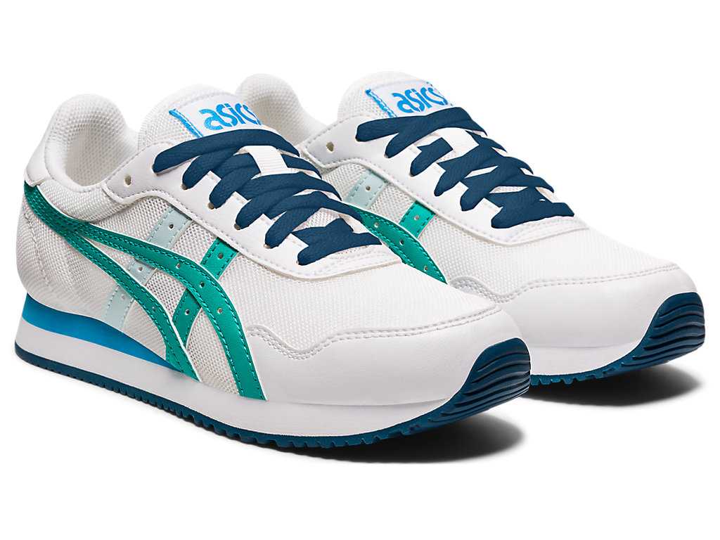 Buty do Biegania Dziecięce Asics Tiger Runner Grade School Białe Głęboka Indygo | 85243-UKAD