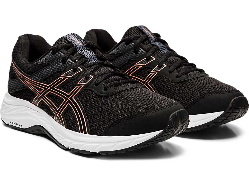 Buty do Chodzenia Damskie Asics Gel-contend 6 Czarne Różowe Złote | 40795-GLYV