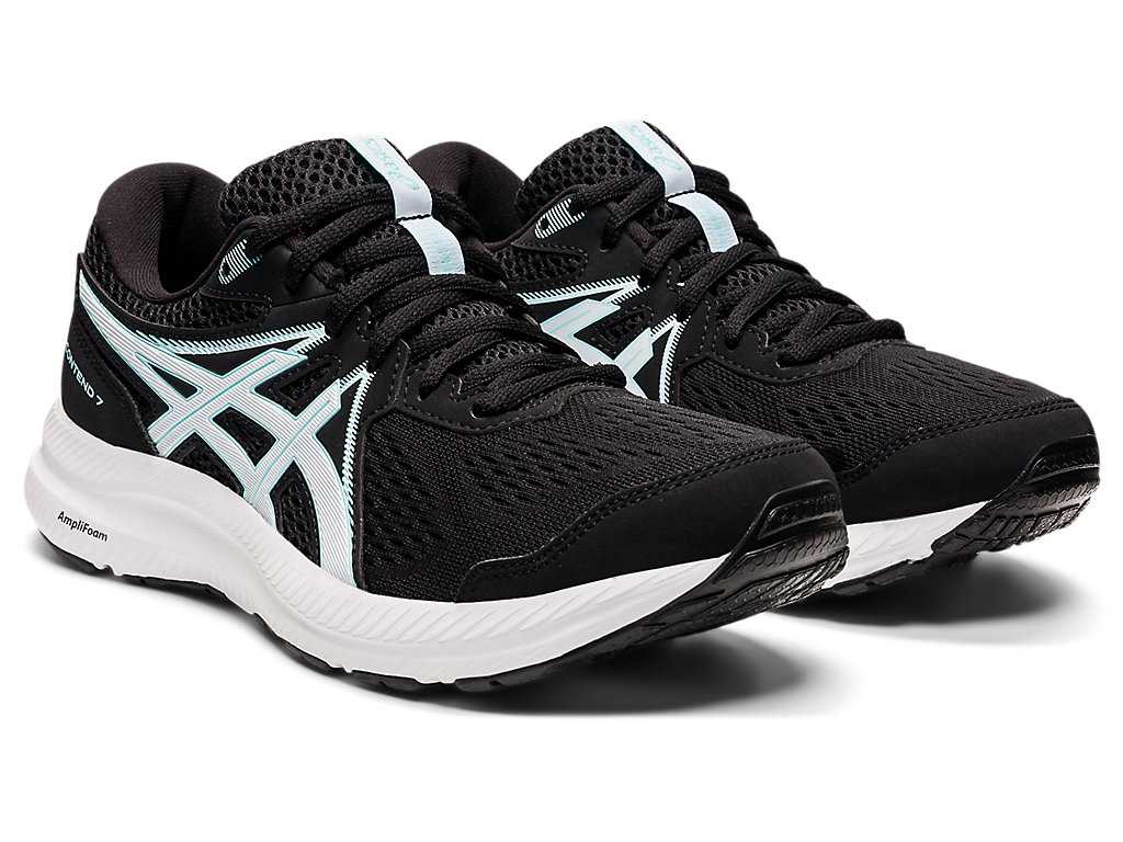 Buty do Chodzenia Damskie Asics Gel-contend 7 Czarne Niebieskie | 57204-QCAL