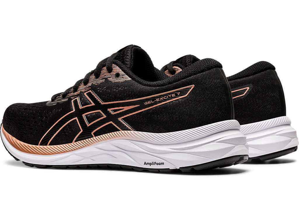 Buty do Chodzenia Damskie Asics Gel-excite 7 Czarne Różowe Złote | 26507-GUDO