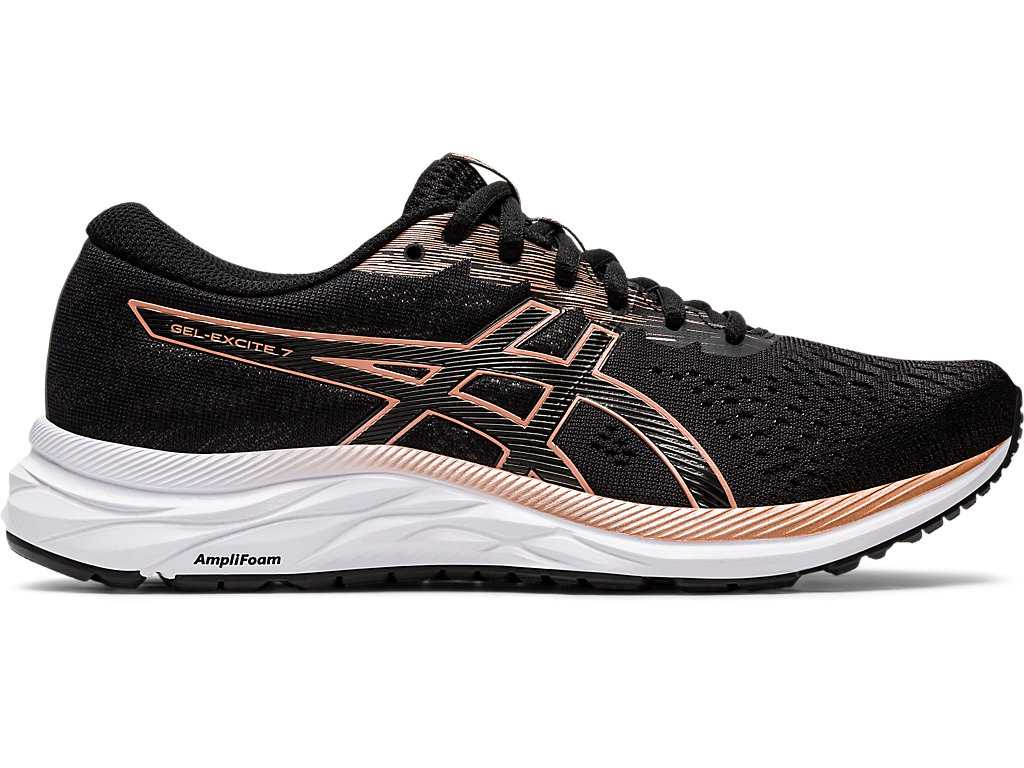 Buty do Chodzenia Damskie Asics Gel-excite 7 Czarne Różowe Złote | 26507-GUDO